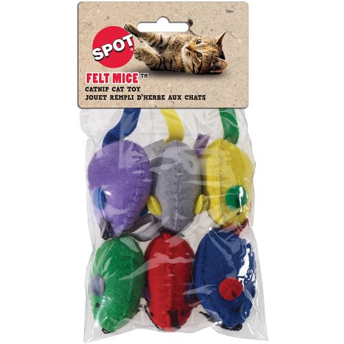 SPOT Felt Mice Catnip Cat Toy 6PK6