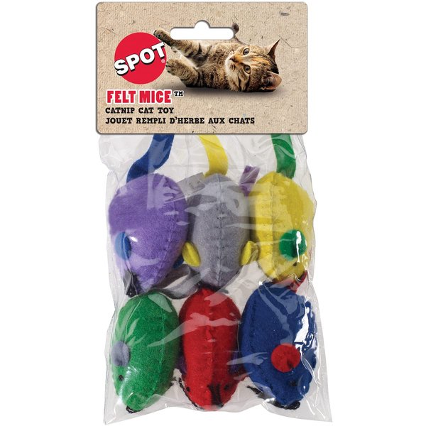SPOT Felt Mice Catnip Cat Toy 6PK6
