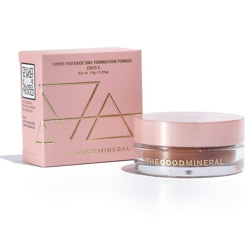 The Good Mineral Loves-You-Back 3in1 Mineral Powder Foundation (COCO 2) | Designed for acne-prone, sensitive skin | 3IN1 - Concealer, Foundation + Powder with calming Zinc Oxide and Kaolin Clay