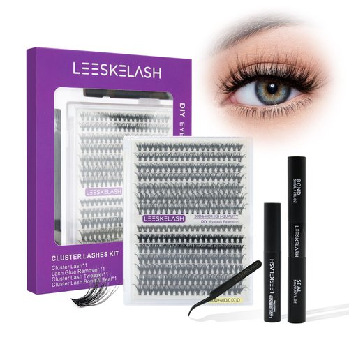 Lash Extension Kit DIY 280pcs Eyelash Extension Kit, 9-16mm 30D 40D Individual Lashes for Beginner Starter Professional, Volume Lash Clusters Kit with Bond, Seal, Remover and Lash Tweezers
