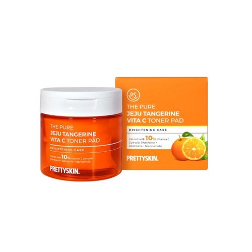 PS.PRETTYSKIN Jeju Tangerine Vitamin C Toner Pads 70 sheets, Skin texture care and use as a facial mask pack, Soothing Moisturizing, Korean skincare