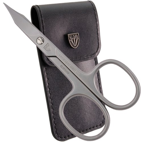 3 Swords Germany Solingen - brand quality STAINLESS STEEL INOX CURVED COMBINED CUTICLE & NAIL SCISSORS (1 PIECE) with case for manicure pedicure - nail care by 3 Swords - Made in Germany