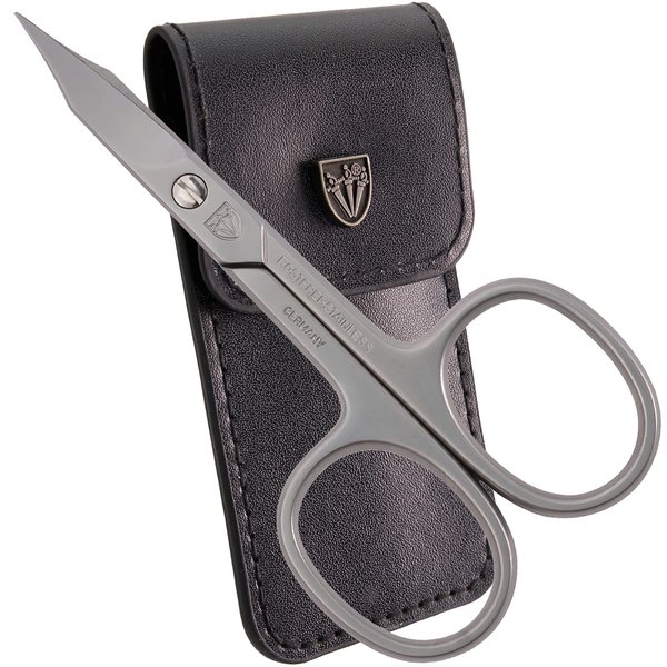3 Swords Germany Solingen - brand quality STAINLESS STEEL INOX CURVED COMBINED CUTICLE & NAIL SCISSORS (1 PIECE) with case for manicure pedicure - nail care by 3 Swords - Made in Germany