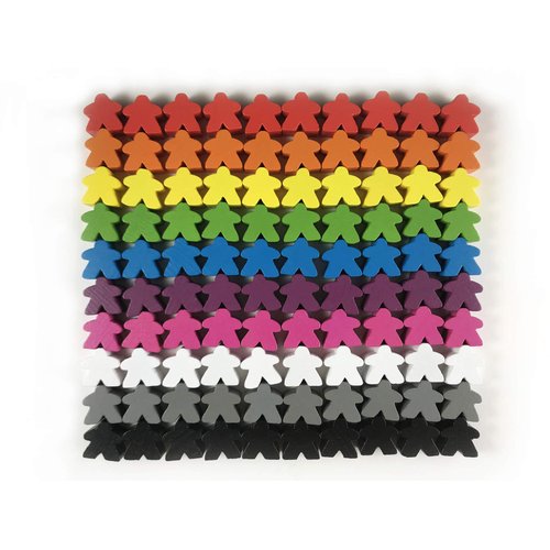 100 Wooden Meeples, Family Games Accessories – Multi-Color Board Game Tokens Ideal for Sorting, Counting, Classrooms, Replacement Pieces, Stocking Stuffer