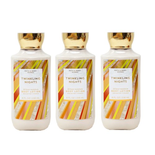 Bath & Body Works Twinkling Nights 3 Pack Of 24 Hour Moisture Body Lotion