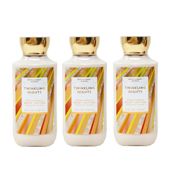 Bath & Body Works Twinkling Nights 3 Pack Of 24 Hour Moisture Body Lotion