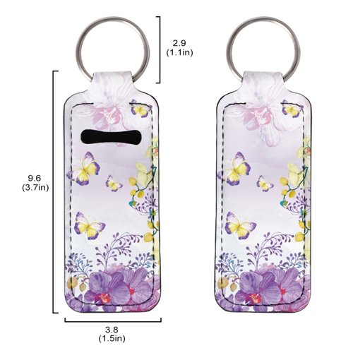 STUOARTE Auto Lip Balm Keychains Butterfly Flowers Car Lipstick Holder Keychain, Exquisite Stylish Chapstick Holder Keychain for Chapstick Tracker Safeguard