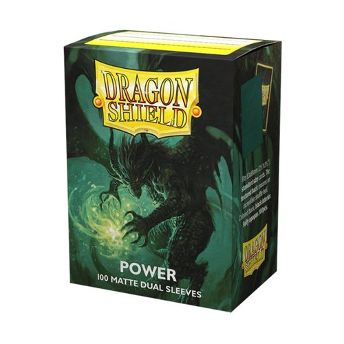 Dragon Shield Sleeves - Matte Dual: Power - 100CT Metallic Green Card Sleeves - Textured Back - Compatible with Magic The Gathering, Pokémon, and Yugioh TCG & LCG - Top Loader