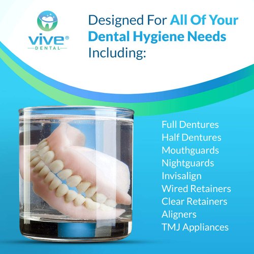 Vive Dental Night Guard Cleaner Tablets - Retainer & Denture Tabs for NightGuard, Mouthguard - Removeable Partial or Full False Teeth - Overnight, Antibacterial Cleanse Removes Stains, Plaque, Odor