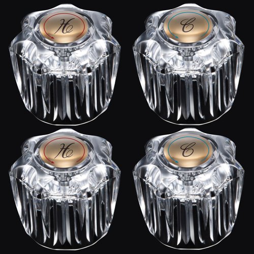 Enhon Bathroom Faucet Knobs Replacement, Bathtub Faucet Handles Compatible with Delta/Delex/Peerless, Hot and Cold Sink Faucet Knobs Replacement Parts in Clear Acrylic, Include Screws(2 Pairs)