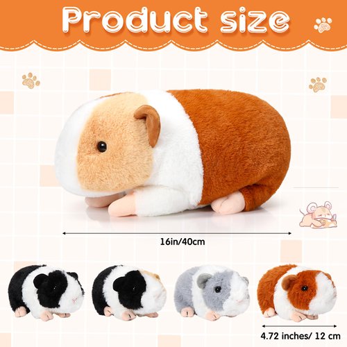Jenaai 5 Pcs Plush Guinea Pig Stuffed Animals 16 Inch Mama Guinea Pig with 4 Cute Plushie Babies Soft Guinea Pig Plush Pillow Gift for Boys Girls Birthday