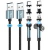 Kuulaa 7pin Magnetic Charging Cable 2Pack 3FT 540° Rotating Magnetic Phone Charger Cable 3A Fast Charging Data Transfer Magnetic USB Cable Nylon-Braided Cords