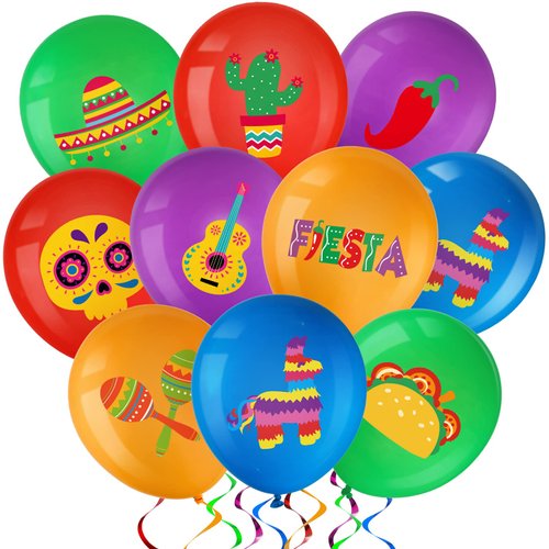 45Pcs Fiesta Balloons Mexican Party Balloons Fiesta Taco Balloons Cinco De Mayo Balloons Mexican Carnivals Festivals Decoration for Mexico Fiesta, Cinco De Mayo Taco, Wedding, Birthday Party Supplies