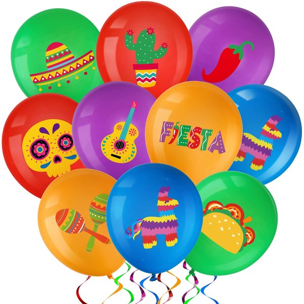 45Pcs Fiesta Balloons Mexican Party Balloons Fiesta Taco Balloons Cinco De Mayo Balloons Mexican Carnivals Festivals Decoration for Mexico Fiesta, Cinco De Mayo Taco, Wedding, Birthday Party Supplies