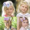 JOJO SIWA Hair bows Clips - 6 pieces/set siwa rainbow printed knot ribbon bow for girls handmade boutique hair clip children hair accessories (C)