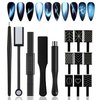 XEAOHESY 14 Pieces Black Cat Eye Magnet for Nails Nail Magnet Tool Magnet Plate Wand Board Magnetic Pen Stripe Nail Magnet Double Ended Magnet Wand Magnet Stick for Cat Eye Gel Nail Polish