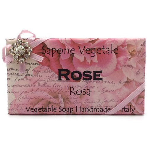 Alchimia Jeweled Rose Vegetable Soap Handmade In Italy - 10.5 oz Soap Bar