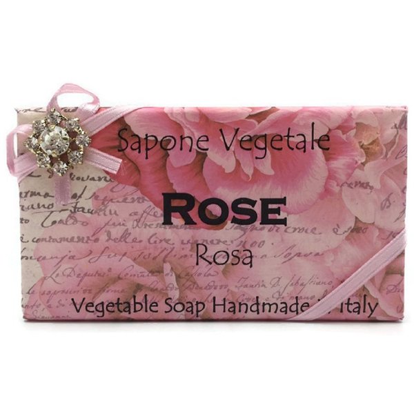 Alchimia Jeweled Rose Vegetable Soap Handmade In Italy - 10.5 oz Soap Bar