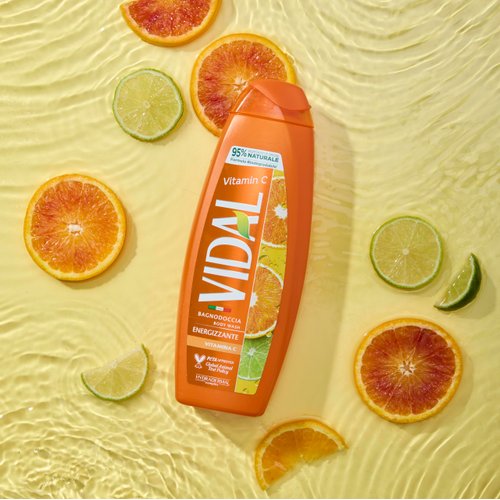 Vidal Vitamin C Shower Gel, Energizing 250 ml, 8.4 Fl Oz (Italian Import)