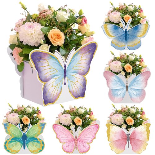 Fuutreo 6 Pcs Butterfly Centerpieces for Baby Shower Birthday Tea Party Favors Decor Butterfly Table Decorations Tea Party Centerpieces for Tables Butterfly Themed Party Supplies Wedding (Watercolour)