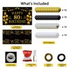 Trgowaul 80th Birthday Decorations Men Women - Black Gold Happy 80 Birthday Backdrop Banner, 2 Pcs Happy Birthday Tablecloth, 60 Pcs Latex Confetti Balloons, 80 Years Old Birthday Party Supplies Gifts