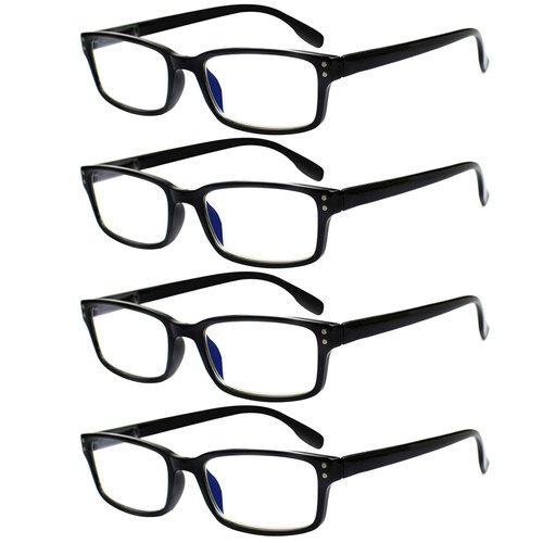 Kerecsen 4 Pack Reading Glasses for Women/Men Spring Hinges Readers Glasses Lightweight Eyeglasses (4 Pack Black, 3.50)