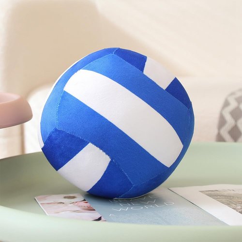 Sports Pillow Fluffy Soft Throw Pillow Cute Shaped Sports Decor Round Plush Pillow Sport Theme Cushion Stuffed Pillow Plush PillowToysGift for Kids Boy GirlsChildrenRoomDecoration (Volleyball Blue)