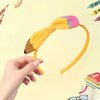 WRBAJIS Back to School Headband Yellow Pencil Bows Hair Bands Cute School Hair Accessories for Women Girls First Day of School Party Supplies