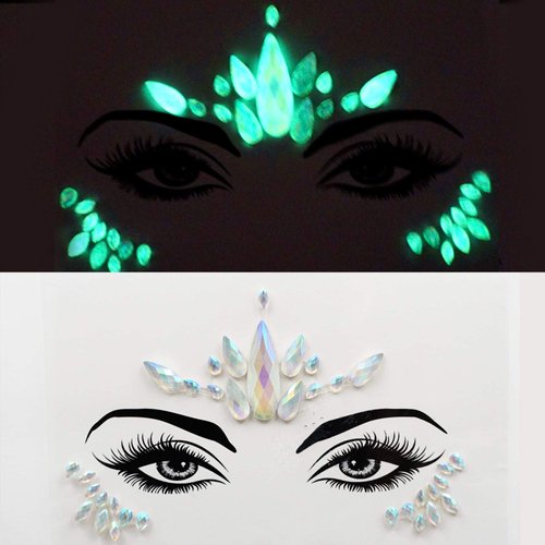 fluorescent face gems makeup glow in the dark face jewels festival rhinestone pastie fluorescence crystals body tattoo stickers forehead jewelry Team Bride (tp344 flower)