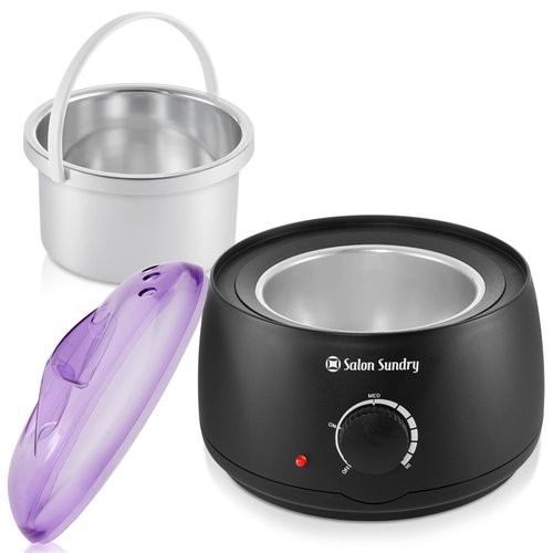Salon Sundry Portable Electric Hot Wax Warmer Machine for Hair Removal - Black with Purple Lid
