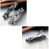 Rhinestone Pearl Hair Clips Crystal French Hair Barrette Antique Flower Leaf Hair Pins Vintage Automatic Hair Clips for Women Girls Grey