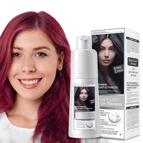 CNMOFAXIN Red Hair Dye Shampoo 3 in 1 For Men and Women, Long Lasting Red Hair Shampoo for Gray Hair Coverage, Natural Plant Instant Hair Coloring Shampoo (Wine Red)