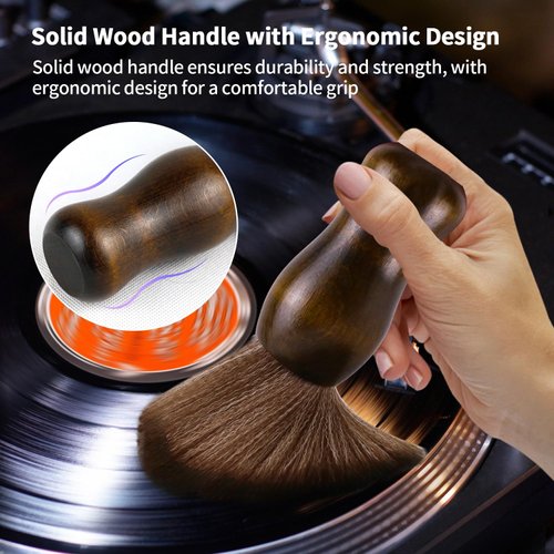 XQ XIAO QIAO Vinyl Records Cleaner Brush - Audio Record Cleaner Brush - Anti Static Dust Cleaning Record Brush - Wooden Soft Brush - Record Player Accessories