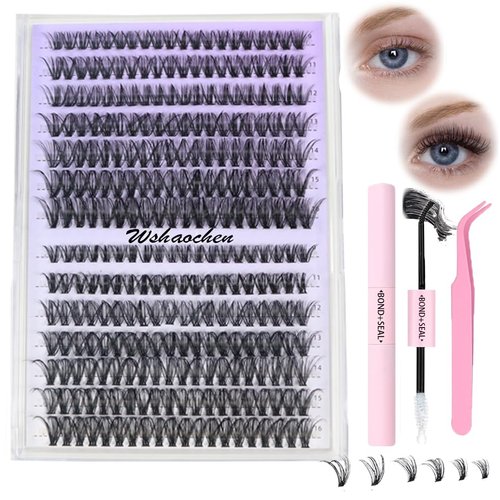 Lash Extension Kit DIY 280pcs Lash Clusters Eyelash Extension Kit, Lash Bond and Seal Lash Tweezers for Self Use 9-16mm Mix，30D 40D Curl Individual Lashes Kit (30D&40D-0.07D-9-16MIX KIT)