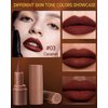 2 in 1 Lip Liner Lipstick, Caramel Brown Lip Liner Lip Gloss, Velvet Matte Sharpened Head Lip Tint Stain,Long Lasting Waterproof,Highly Pigmented Non-sticky Tinted Lip Balm,Lip Makeup for Women-03