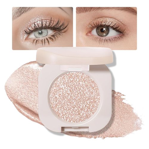 FeiCuiYun Monochrome Glittler Eyeshadow, Light Shimmer eyeshadow, pressed glitter eyeshadow, Glittle Matte Pressed Powder Single Vegan Eyeshadow; Talc, Paraben & Cruelty Free, Light Brown Glitter(11)