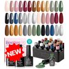 Beetles Gel Nail Polish Set 23 Pcs Nail Polish Nude Pink Black White Gray Red Gold Green Brown Blue Glitter Gel Polish Kit Uv Base Matte Glossy Top Coat Soak off All Season Gel Nail Polish
