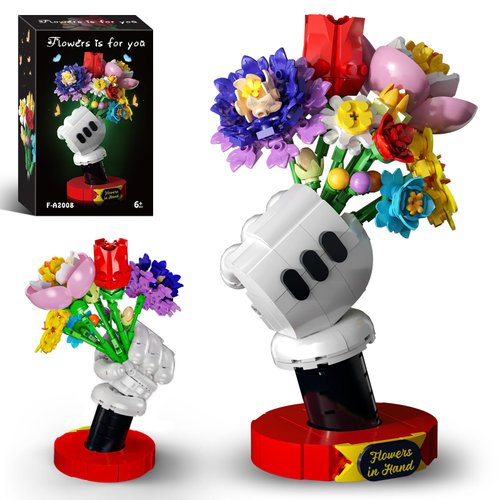 AobiKSEY Flowers Bouquet with Unique Display Stand Building Set, Artificial Flroals Building Set Ideas Gift for Mothers & Valentines Day, Wildflower Building Kits for Home Decoration, Presents 6+ Year