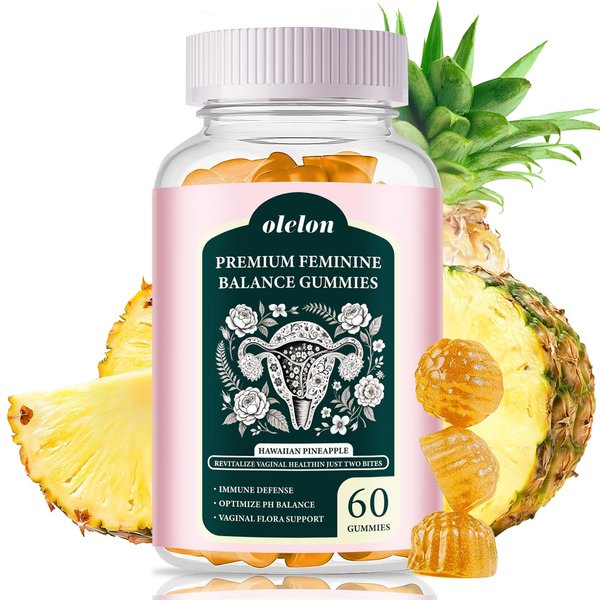 Feminine Balance Gummies for Women pH - Prebiotic & Probiotic Gummies with Bacillus Coagulans, Vitamin C & Pineapple Extract - Hawaiian Pineapple Flavor, Immune Support, Vegan Friendly 60 Count