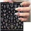 8 Sheets Moon Star Nail Art Stickers Decals Aurora Gold Nail Stickers 3D Self-Adhesive Nail Decals Silver Nail Supplies Moon Nail Art Design Decoration Accessories for Women and Girls