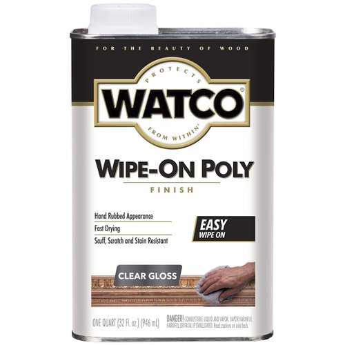 Rust-Oleum Watco 68041 Wipe-On Polyurethane Finish, Quart, Clear Gloss