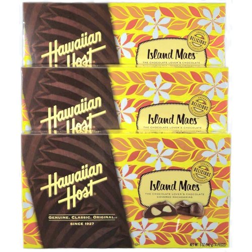 Hawaiian Host Island Macs Tiare Milk Chocolate Covered Macadamia Nuts 5 oz Boxes (3 Boxes)