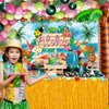 Hawaiian Luau Party Decorations(161 Pcs), Tropical Summer Beach Pool Party Supplies Including Aloha Backdrop, Table Skirt, Tablecloth, Flamingo, Palm Leaves and Hibiscus, Balloons Arch, Straws,