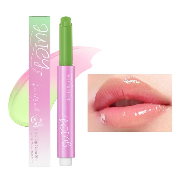 DLZZRS Juicy Lip Plump Shift, Click Melting Lip Balm Lasting Tint Hydrating & Nourishing Lip Care Moisturizer Glossy Color Changing Lip Gloss Non Sticky Lipstick Vegan Tinted Lip Balm (#4 Kiwifruit)