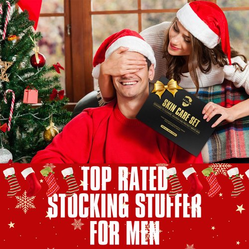 YEALIR Stocking Stuffers for Men Christmas Gift, Mens Skin Care Kit - Anti Aging & Wrinkle, Hydration, Mens Facial Care Kit Includes Face Wash, Scrub, Cream, Serum, Eye Cream, Skin Care for Men