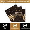 EMrups 96PCS 13th Birthday Party Plates Set Black and Gold Theme Decorations Include Black Gold Plates and Napkins Forks for 13 Year Old Boys Girls Birthday Party Supplies Serves 24 Guests