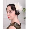 Aimimier 1920s Flapper Feather Hair Clip Ivory Headpiece Prom Party Roaring 20s Accessories for Women and Girls