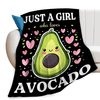 Just A Girl Who Loves Avocado Throw Blanket Cute Avocado Fruits Print Blankets Gifts for Couch Sofa Bed Stuff Decor Soft Cozy Fleece Plush Flannel Bedding for Lover Women Girls Kids Adults 40"x50"