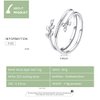 MUNDELL 925 Sterling Silver Simple Multi-layer Leaf Adjustable Ring Green Lucky Leaves Statement Ring for Women Promise Ring Fashion Jewelry