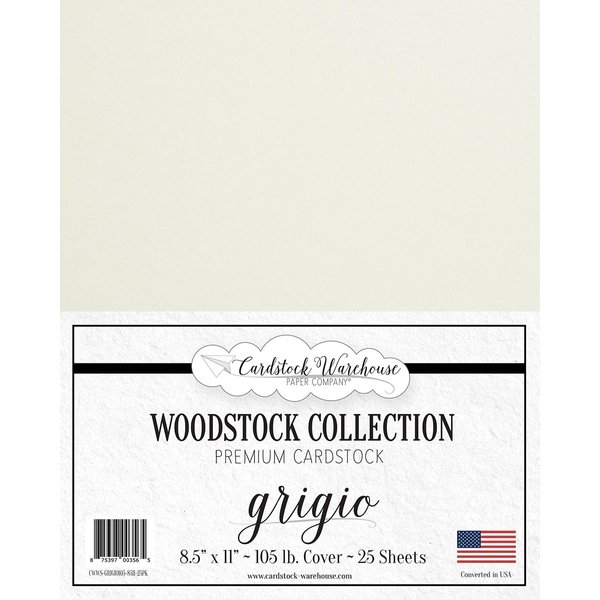 Cardstock Warehouse Woodstock Grigio Gray Premium Cardstock Paper - 8.5 x 11" - 105 Lb. / 285 Gsm - 25 Sheets